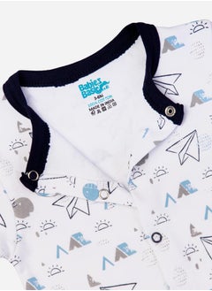 Babies Basic Printed Cotton Long Sleeves Sleepsuit  - Image 3