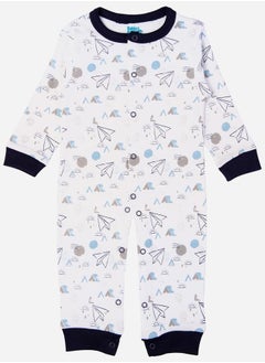 Babies Basic Printed Cotton Long Sleeves Sleepsuit  - Image 1