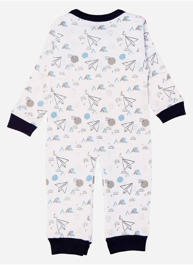 Babies Basic Printed Cotton Long Sleeves Sleepsuit