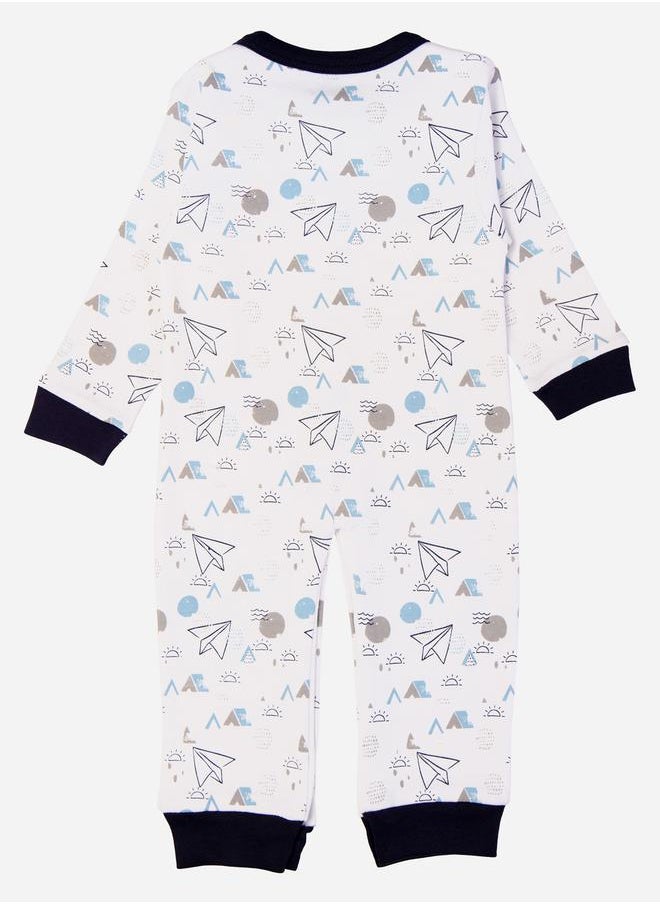 Babies Basic Printed Cotton Long Sleeves Sleepsuit  - Image 2