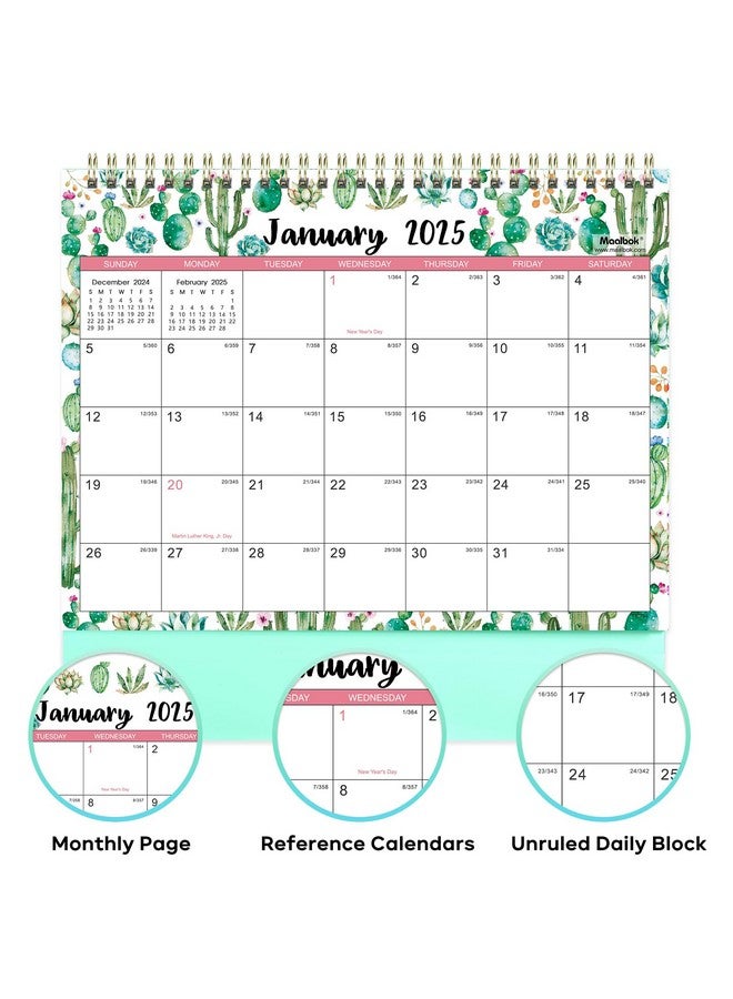 MaaIbok 2025 Desk Calendar - Desk Calendar 2025 Standing Flip, January 2025 - December 2025, 10" X 8.3", Desktop Calendar 2025 With Memo Pages, Holidays & Large Blocks - Image 3