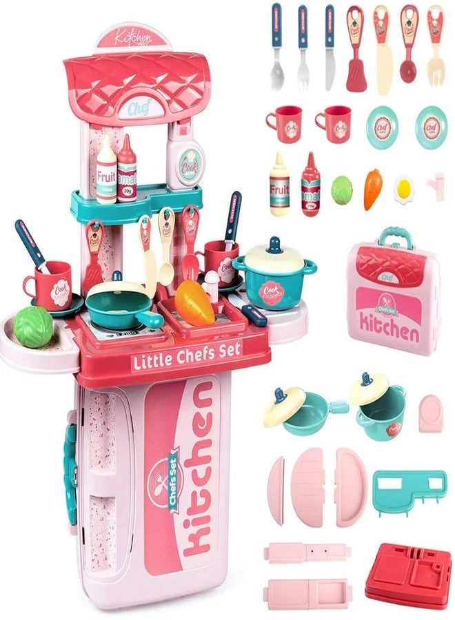 PULSBERY Kitchen Set for Kids Girls Toys | Kids Kitchen Play Set with Lights & Sound for Girls | Kitchen Playset for Kids (Kitchen Playset-WD_R35) - Image 1