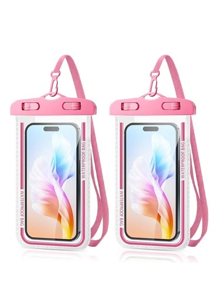 NEXORA SR Universal Waterproof Case, Waterproof Cell Phone Dry Bag Compatible for Phone up to 6.7" diagonal, Underwater Phone Pouch for Beach Travel ( Pink，White) - Image 2