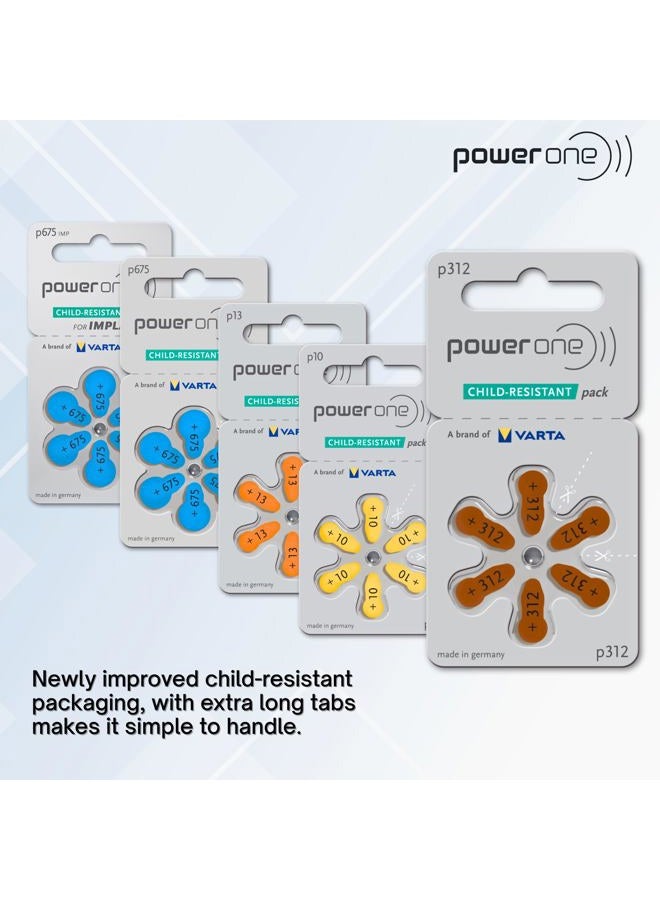 Power One بطاريات سماعات Powerone بدون زئبق مقاس 312، Pr41 (60 بطارية) + مجموعة سلسلة مفاتيح البطارية - Image 3