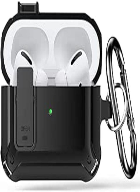 Lopnord Case for Airpod Pro Case Cover with Lock, Compatible with Airpods Pro 2nd Generation/1st Generation Case (2023/2022/2019), Shockproof Cover for iPods Pro 2 Case Men Women