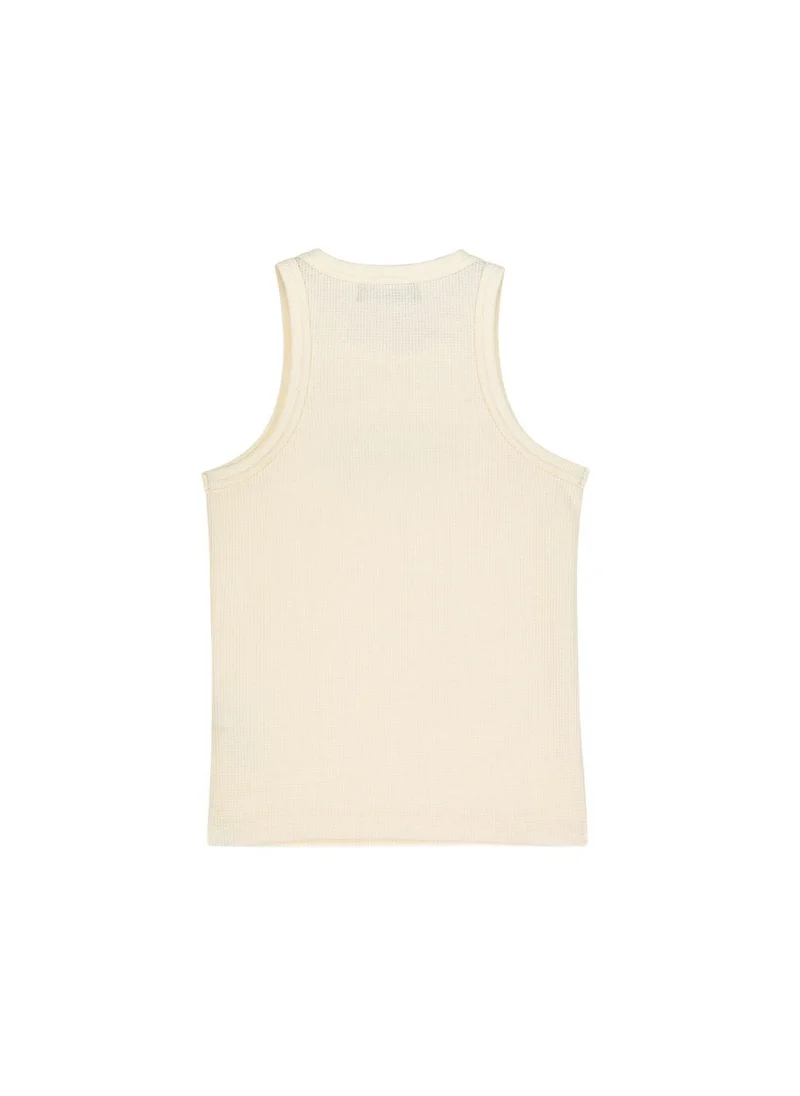 Prince Politique Beige Waffle Knit Tank Top for Women | Best Price UAE