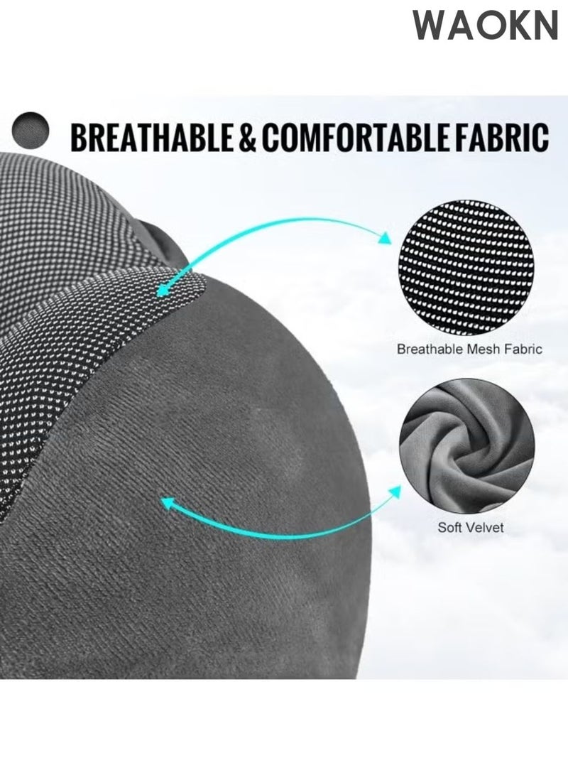 دبليو أيه أو كي أن وسادة سفر للرقبة على شكل حرف U مع غطاء للرقبة، وسادة رقبة متعددة الوظائف مع غطاء للرقبة، وسادة رقبة من إسفنج الذاكرة المخملي، دعم للرأس والرقبة للبالغين، مناسبة للسفر بالطائرة والرحلات الطويلة والمكتب والسيارة والنوم والراحة. - Image 4