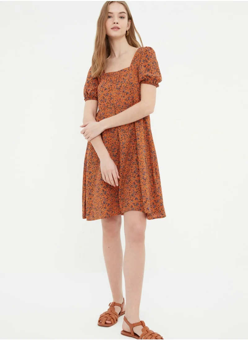 trendyol Floral Print Puff Sleeve Dress