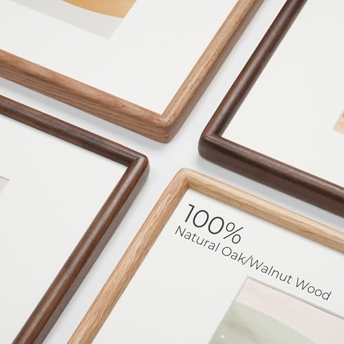 Axeman 11 x 14 Picture Frame - Solid Walnut Frame 11x14 Matted to 8x10 - Rounded Corner Walnut Photo Frame 14x11 with Tempered Glass - Natural Wood Picture Frame with Removable Ivory Mat - Image 3