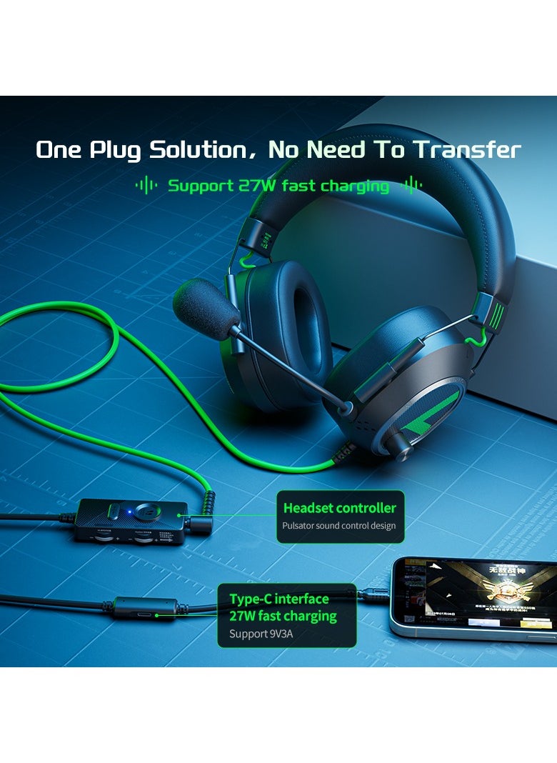 Plextone Plextone G810 gaming headset features a 3.5mm aux input, allowing connection to any audio device. It also features a DSP gaming sound card with a built-in Type-C port. Enhanced sound effects are available. It supports 27W fast charging via a Type-C port. Additionally, its ergonomic design ensures superior comfort during use. It fits all head sizes and provides optimal support for your head. It comes in black.  - Image 3