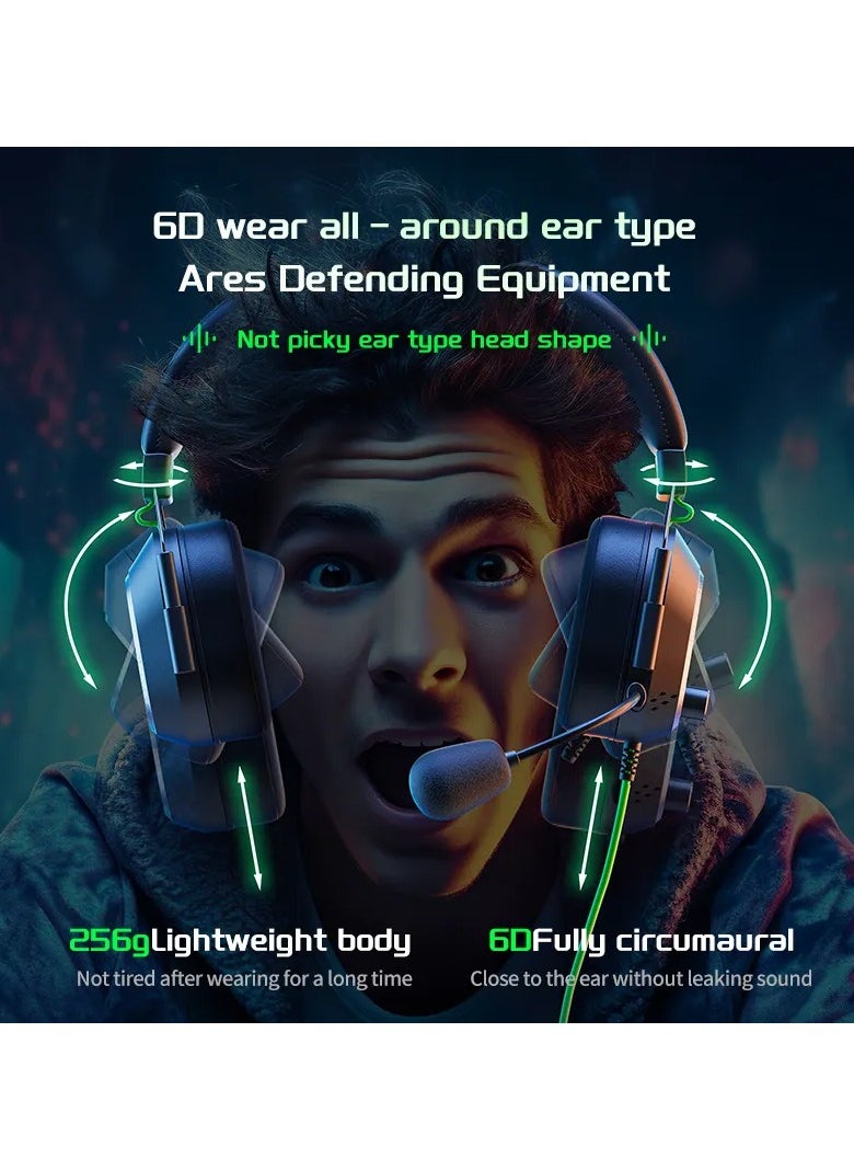 Plextone G810 gaming headset features a 3.5mm aux input, allowing connection to any audio device. It also features a DSP gaming sound card with a built-in Type-C port. Enhanced sound effects are available. It supports 27W fast charging via a Type-C port. Additionally, its ergonomic design ensures superior comfort during use. It fits all head sizes and provides optimal support for your head. It comes in black.