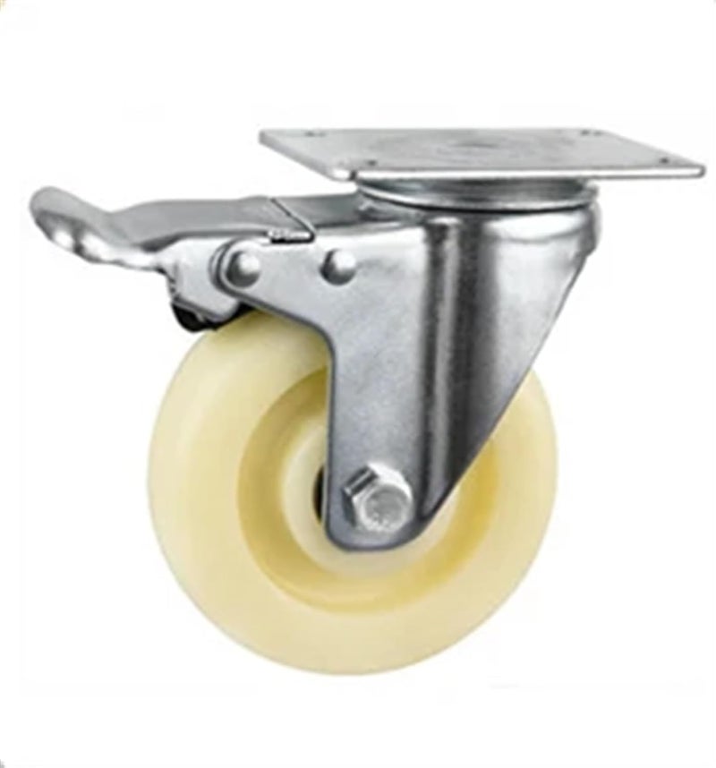 2 5 Inch Nylon Casters With Brake Industrial Flat Cart Wheels 4Pcs - Image 1