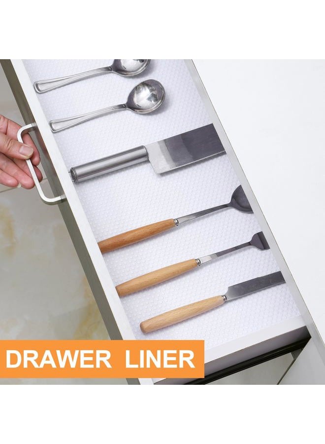 FLPMIX Shelf Liner for Kitchen Cabinets 16-inch: Waterproof Bathroom Drawer Mat 16" x 120 Inch White - Non-Adhesive Easy to Cut Eva Pantry Cupboard Liners for Shelves Dresser - Image 3