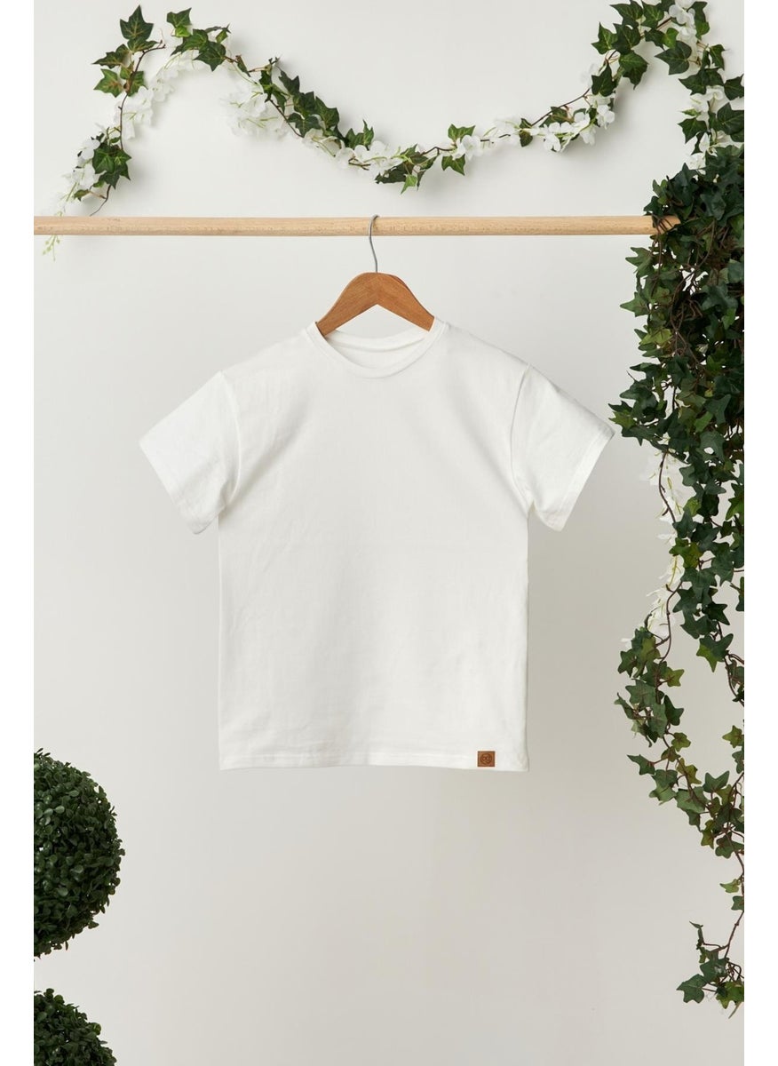 Babygiz White Patterned-White Boy's Cotton Combed Oversize White T-Shirt Bandana 2-Piece Set  - Image 5