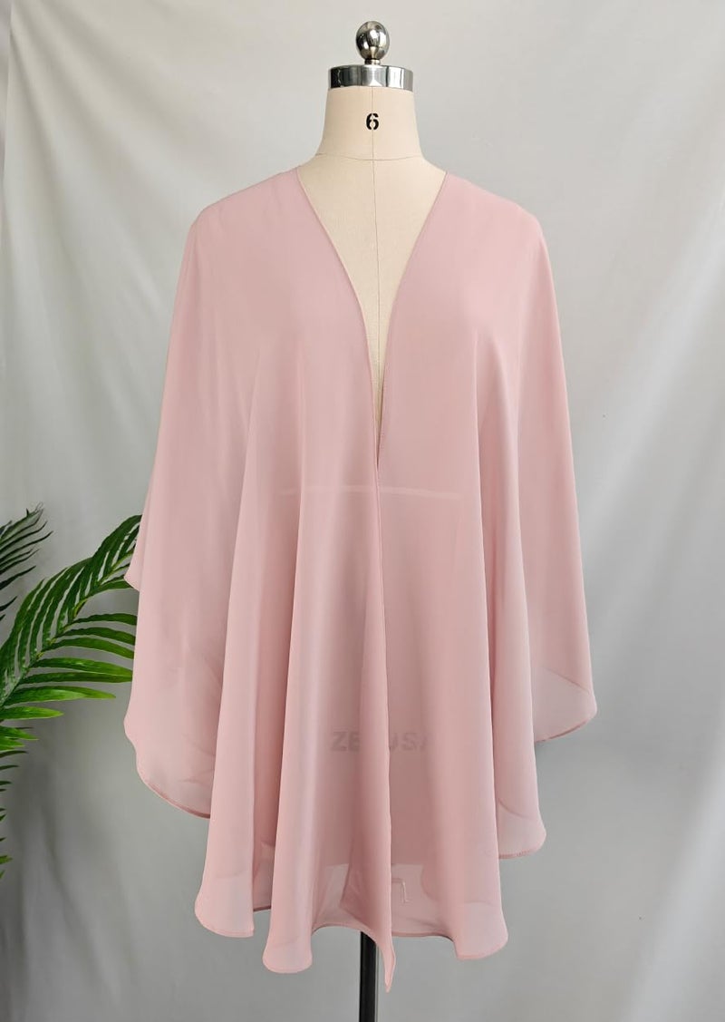 BEAUTELICATE Chiffon Shawl Bridal Wedding Wrap Long Evening Scarves Scarf Peach Puff - Image 4