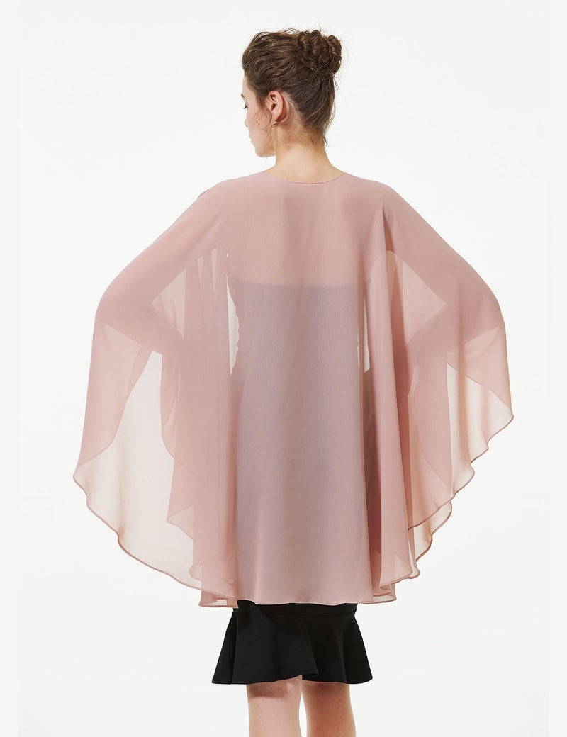 BEAUTELICATE Chiffon Shawl Bridal Wedding Wrap Long Evening Scarves Scarf Peach Puff - Image 3