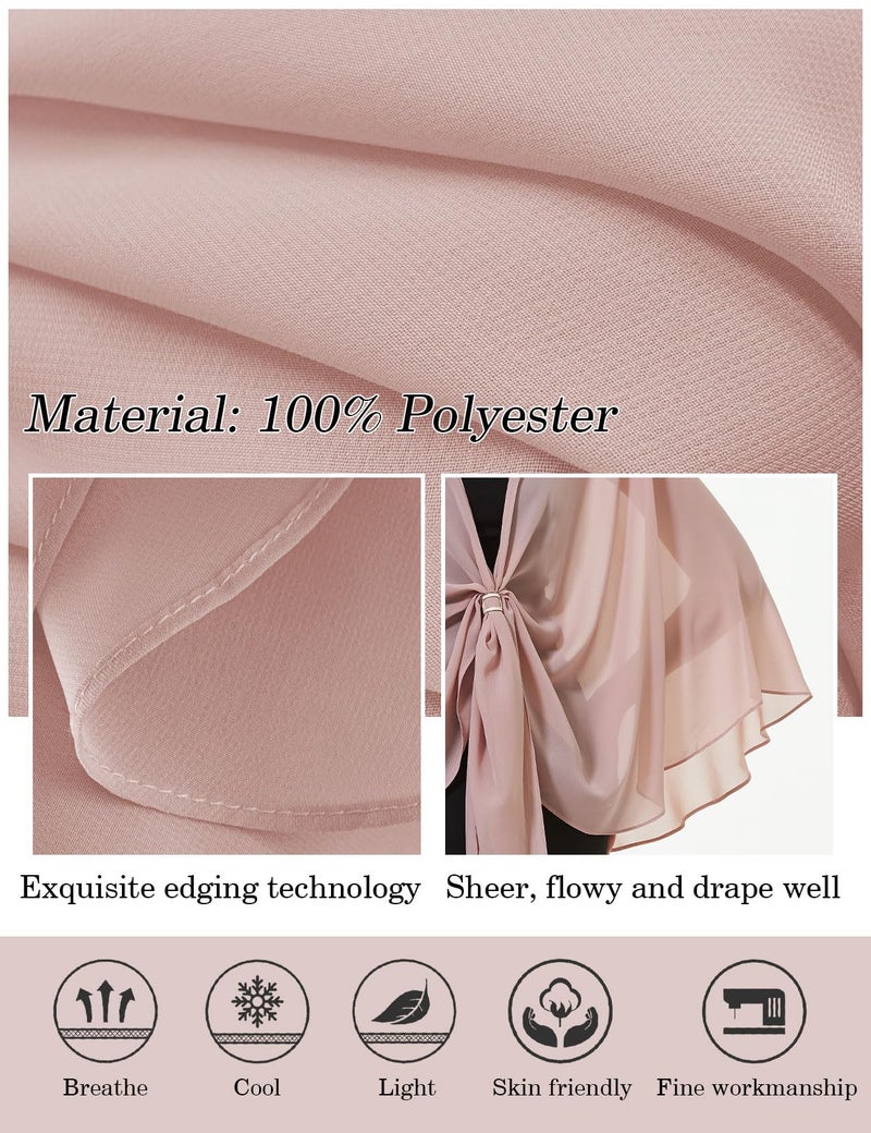 BEAUTELICATE Chiffon Shawl Bridal Wedding Wrap Long Evening Scarves Scarf Peach Puff - Image 5