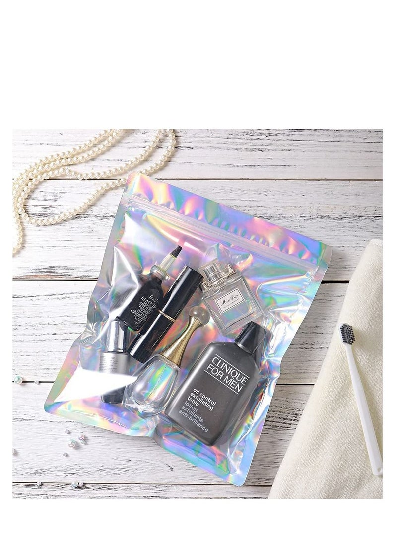 SYOSI 100 Pcs Holographic Bags, 4 x 6" Resealable Smell Proof Bags Resealable Bags for Packaging Ziplock Pouches Bags for Lip Gloss Packaging Mylar Bags for Party Favor Food Storage (4x6 Inch) - Image 2