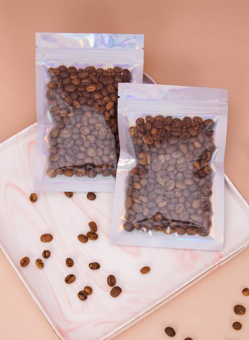 SYOSI 100 Pcs Holographic Bags, 4 x 6" Resealable Smell Proof Bags Resealable Bags for Packaging Ziplock Pouches Bags for Lip Gloss Packaging Mylar Bags for Party Favor Food Storage (4x6 Inch) - Image 4