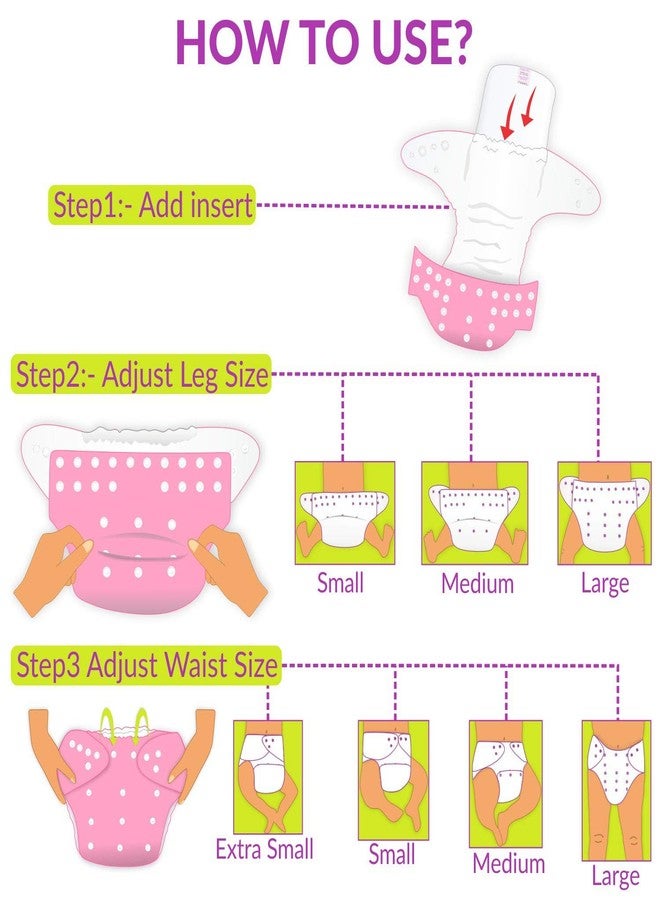 Bembika Baby Pocket Cloth Diapers - Reusable, Washable, Adjustable One Size (0-2 Years) - 2 Pack (No Inserts Included) - Image 4