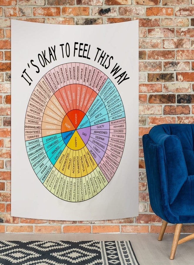 Moukeren Feelings Wheel Tapestry 51 x 59 Inch Large Emotion Wall Tapestry for Classroom Cool for School Its Ok to Feel This Way Poster Inspirational Wall Hanging for Back to School Counseling Office - Image 1