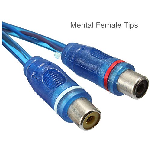 OUHL موصل محول Y RCA OUHL 1 ذكر إلى 2 أنثى، كابل محول تقسيم RCA للسيارة، أزرق (عبوة 2) - Image 3
