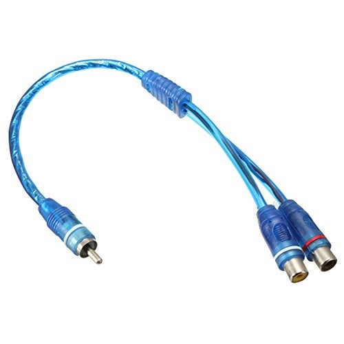 OUHL موصل محول Y RCA OUHL 1 ذكر إلى 2 أنثى، كابل محول تقسيم RCA للسيارة، أزرق (عبوة 2) - Image 5