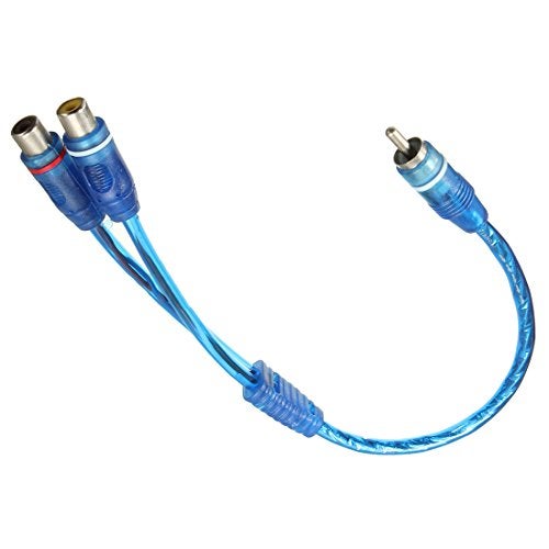 OUHL موصل محول Y RCA OUHL 1 ذكر إلى 2 أنثى، كابل محول تقسيم RCA للسيارة، أزرق (عبوة 2) - Image 2