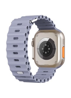 Color Fans Soft Silicone Ocean Sports Strap Compatible Apple Watch Ultra 49mm 45mm 44mm 42mm for Men Women, Adjustible Watch Band for Apple Watch Ultra/SE/Series 9/8/7/6/5/4/3/2/1 - Lavender Gray  - Image 2