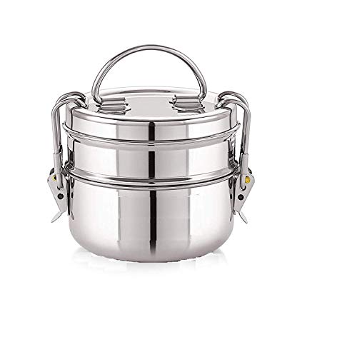 FUTENSILS Manav Stainless Steel Tiffin Box and Hot Puff Bag, Capacity-1120 ml(7X2), Dia-4.5, Leakproof, Heat Resistance. Office Pack - Image 4