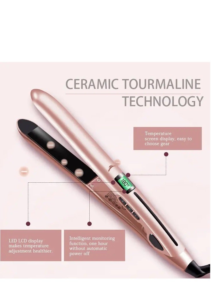Flat Iron Hair Straightener and Curler 2 in 1 Dual Voltage Heat Up Quickly LCD Display Auto Shut-Off Hot Iron for All Hair Types - Image 4