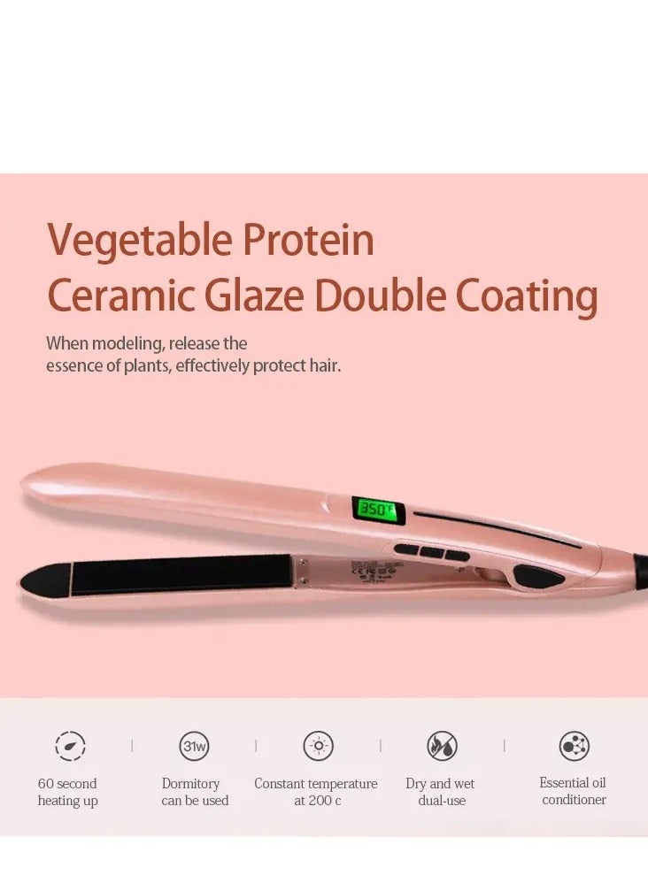 Flat Iron Hair Straightener and Curler 2 in 1 Dual Voltage Heat Up Quickly LCD Display Auto Shut-Off Hot Iron for All Hair Types - Image 3