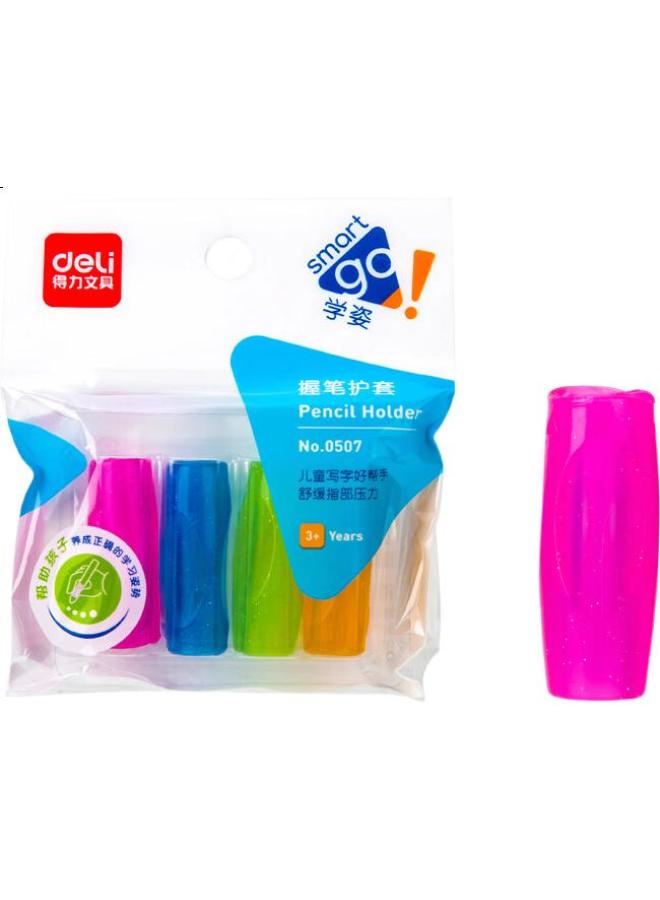 Deli 4-Pack Silicone Grip Pencil Holders, Non-Slip Design For Scientific Grip Correction, Pencil Sleeves, 0 Random Colors - Image 2