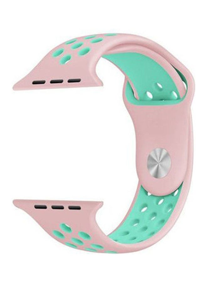 Generic - Nike Sport Silicone Strap For Apple Watch Band Bracelet Pink / Green - Image 1