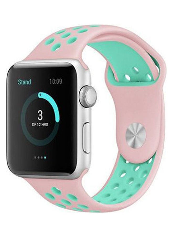 Generic - Nike Sport Silicone Strap For Apple Watch Band Bracelet Pink / Green - Image 1