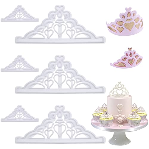 Aswewamt 6 Pcs Crown Cookie Cutters Set Tiara Fondant Cutter Crown and Princess Crown Mold Cupcake Decorating Gumpaste Mould - Image 1