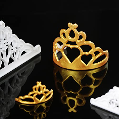 Aswewamt 6 Pcs Crown Cookie Cutters Set Tiara Fondant Cutter Crown and Princess Crown Mold Cupcake Decorating Gumpaste Mould - Image 3