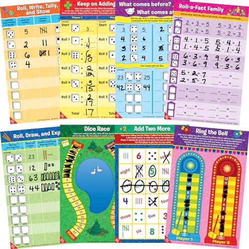 Really Good Stuff Math Mats Dice Games 12 Mats - Image 1