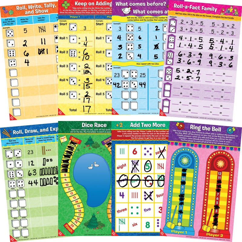 Really Good Stuff Math Mats Dice Games 12 Mats - Image 2