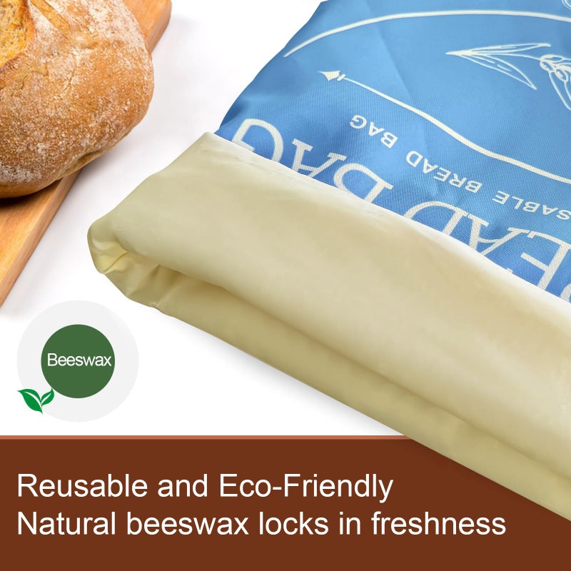 LDJRCP Bread Bags for Homemade, Beeswax Reusable Bread Bag for Sourdough 2-Pack, XL-Reusable Waxed Food Storage Bag to Keep Sourdough Fresh, Freezer-Safe, Eco-Friendly (Blue&Grey) - Image 5