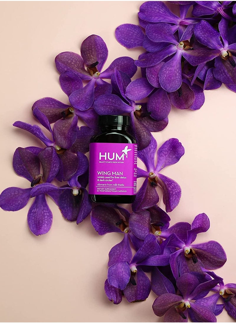HUM - Wingman - Supports Liver Detox - Clinically Tested Actives - Verified Clean - Milkt Thistle, Dandelion + Artichoke Leaf - 60 Vegan Capsules - Dietary Supplement - Image 1