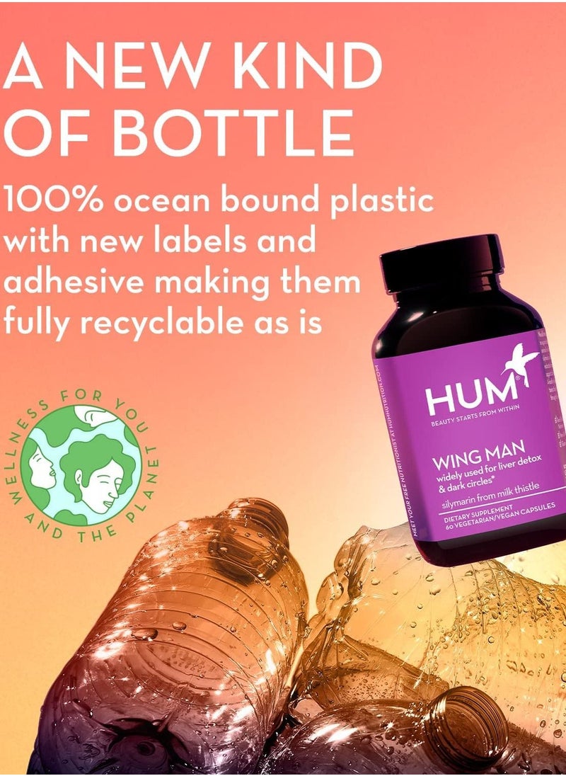 HUM - Wingman - Supports Liver Detox - Clinically Tested Actives - Verified Clean - Milkt Thistle, Dandelion + Artichoke Leaf - 60 Vegan Capsules - Dietary Supplement - Image 1