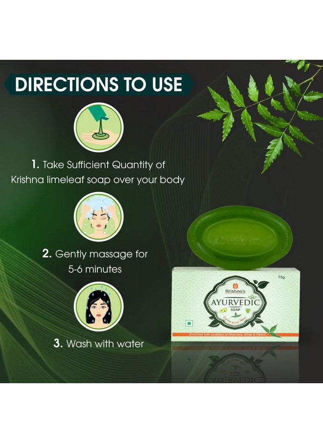 Krishna's Herbal & Ayurveda Krishna'S Ayurvedic Soap 75 G Each (Pack Of 5) Cleanses Soothes Skin Fights Acne & Pimples Suitable For All Skin Types  - Image 5