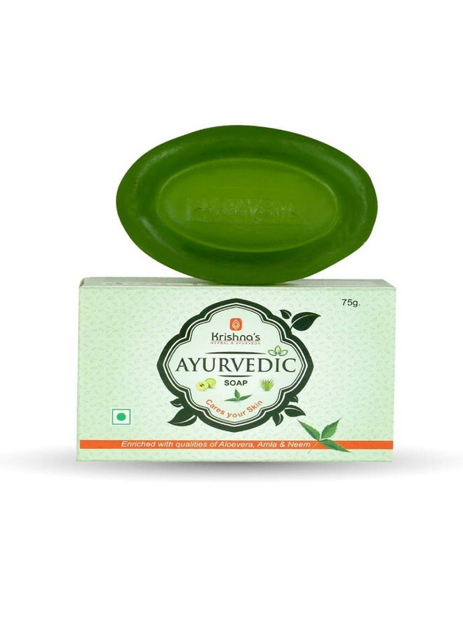 Krishna's Herbal & Ayurveda Krishna'S Ayurvedic Soap 75 G Each (Pack Of 5) Cleanses Soothes Skin Fights Acne & Pimples Suitable For All Skin Types  - Image 2
