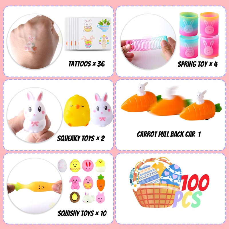 WOONOO 100PCS Easter Egg Fillers Basket Stuffers for Kids Boys Girls, Assortment Toys Bulk for Party Favors, Easter Gifts for Kids Egg Hunt Goodie Bags Stuffers Classroom Prize - Image 3