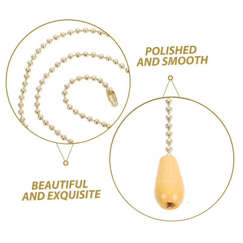 Solid Wood Pull Cord Handle Beaded Chain Extension For Light Fixture - Image 4