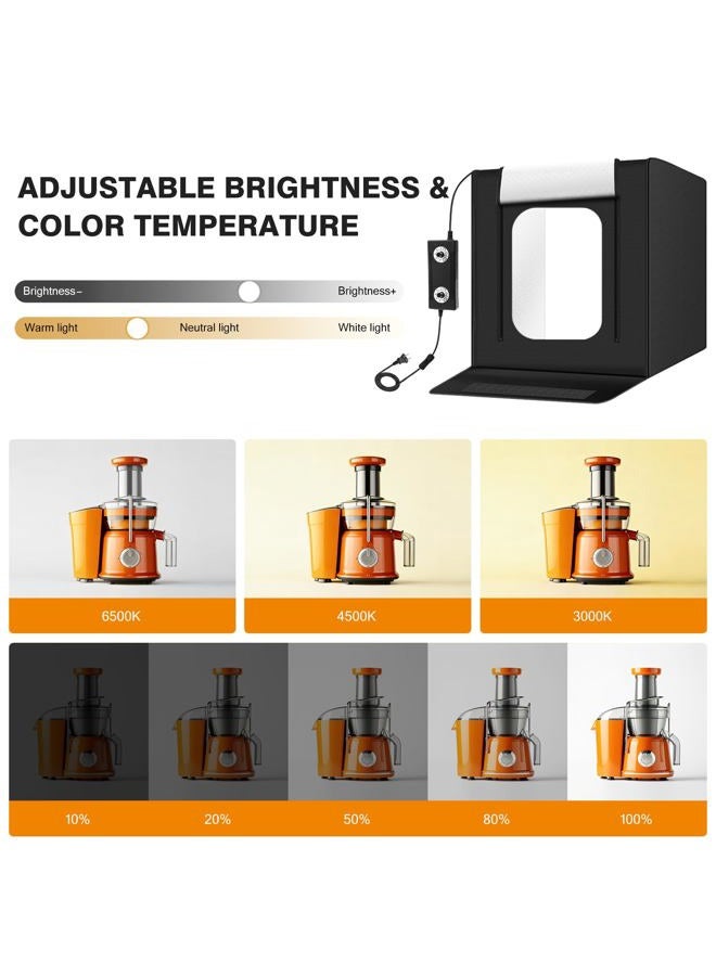 ZKEEZM Photo Studio Light Box 60x60cm Portable Foldable Photography Light Tent with Adjustable Brightness, Dimmable Photo Booth Shooting with 3000-6500K Bi-Colour 240LED Lights and 7 Colors Backdrops - Image 3