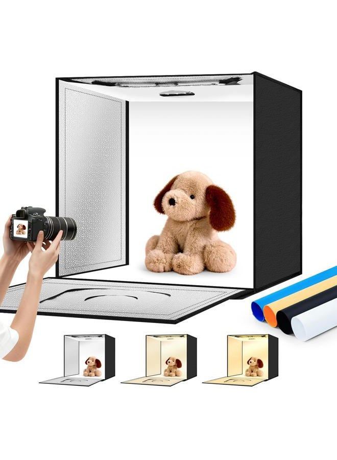 ZKEEZM Photo Studio Light Box 60x60cm Portable Foldable Photography Light Tent with Adjustable Brightness, Dimmable Photo Booth Shooting with 3000-6500K Bi-Colour 240LED Lights and 7 Colors Backdrops - Image 1