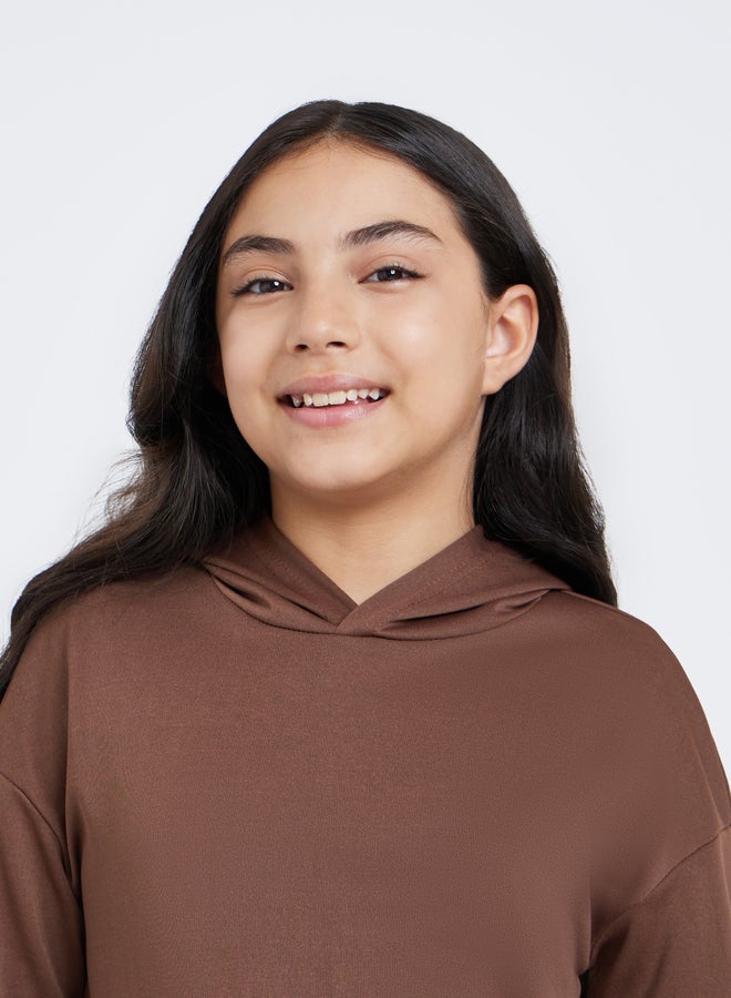 Styli Teen Brown Relaxed Fit Solid Hoodie - Image 3