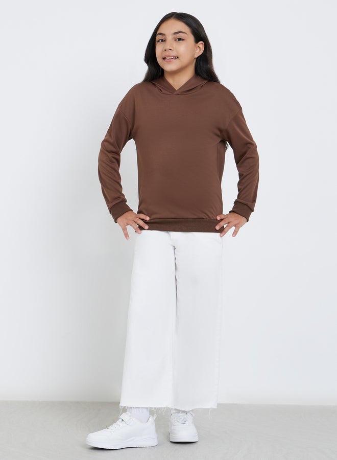 Styli Teen Brown Relaxed Fit Solid Hoodie - Image 2